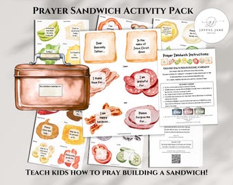 Prayer lesson Sunday school prayer craft activity, Kids Prayer Sandwich Christian Homeschool Prayer prompts Printable Craft, Kid Bible Study