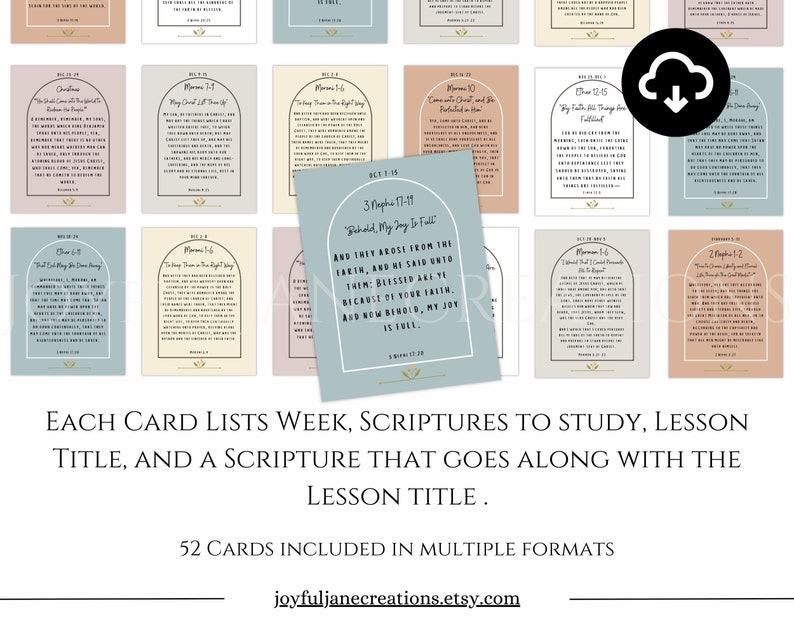 LDS Come Follow Me Book of Mormon 2024 Weekly Scripture Cards, Church