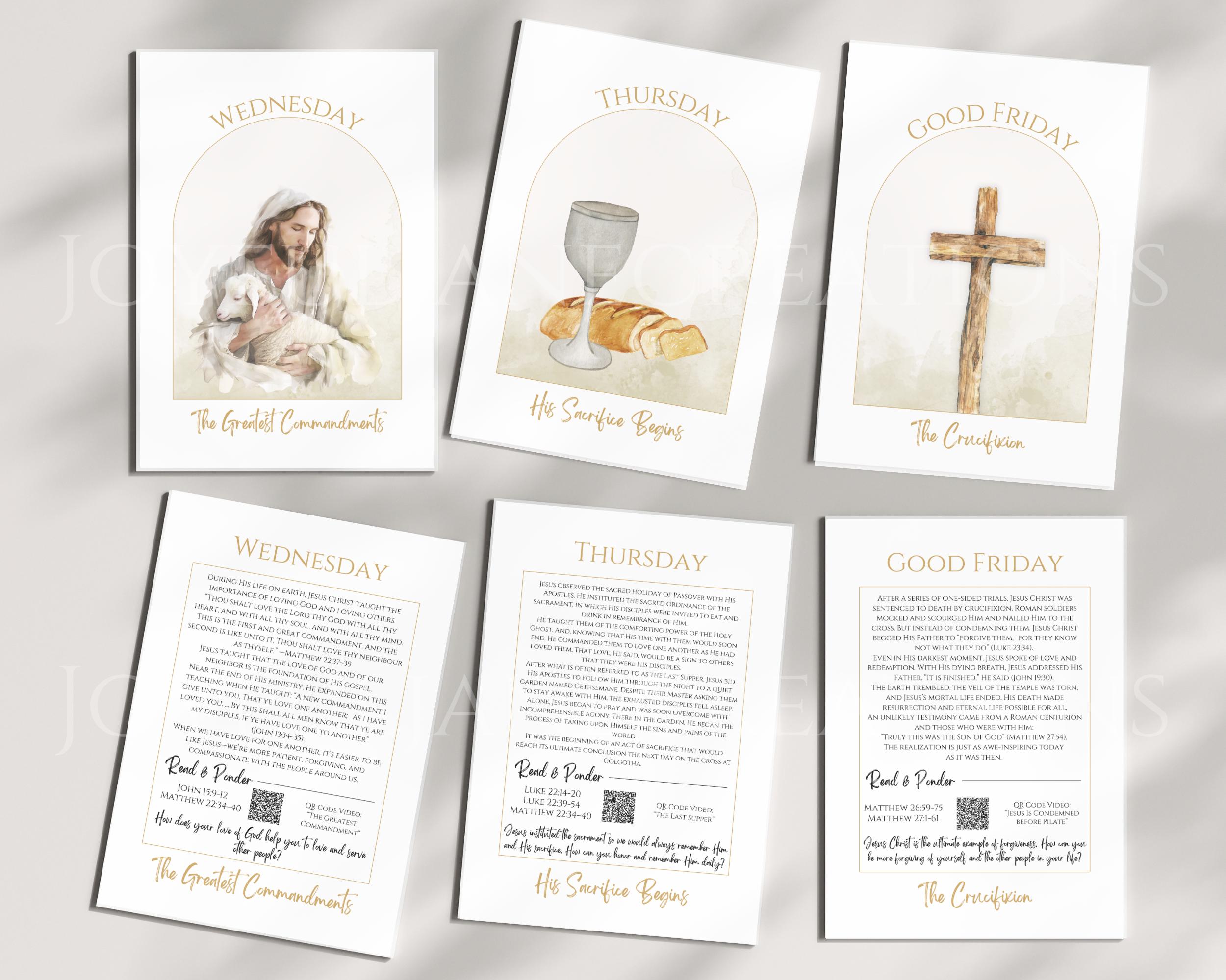 LDS Holy Week Study Cards, Easter Story Printables, Holy Week Countdown ...