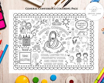LDS General Conference activity Coloring Page oversized poster instant download, Primary Coloring Page digital, Christ coloring poster LDS