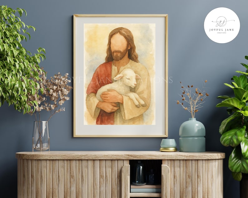 Lamb of God Jesus Christ Printable Wall Art, Christian Watercolor Jesus ...