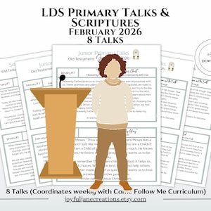 LDS Primary Talks, Primary President helps 2026 Come Follow Me, Church of Jesus Christ talks/scriptures for Children Old Testament February