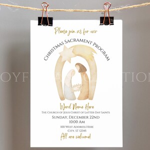 LDS Sacrament Meeting Christmas Program Invitation Customizable ...