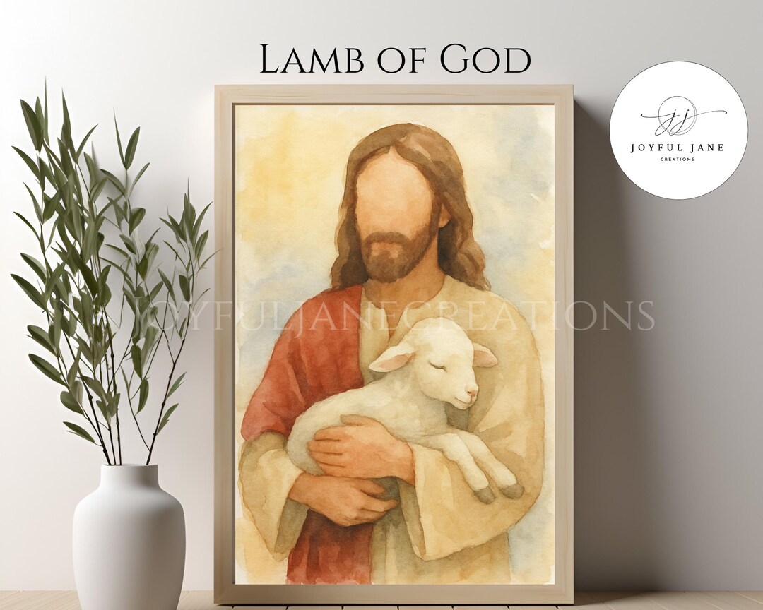 Lamb of God Jesus Christ Printable Wall Art, Christian Watercolor Jesus ...
