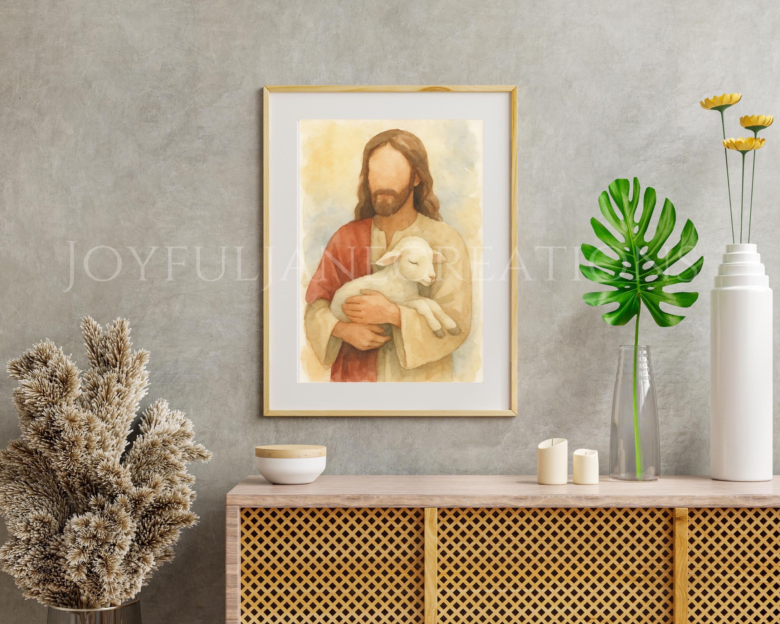 Lamb of God Jesus Christ Printable Wall Art, Christian Watercolor Jesus ...