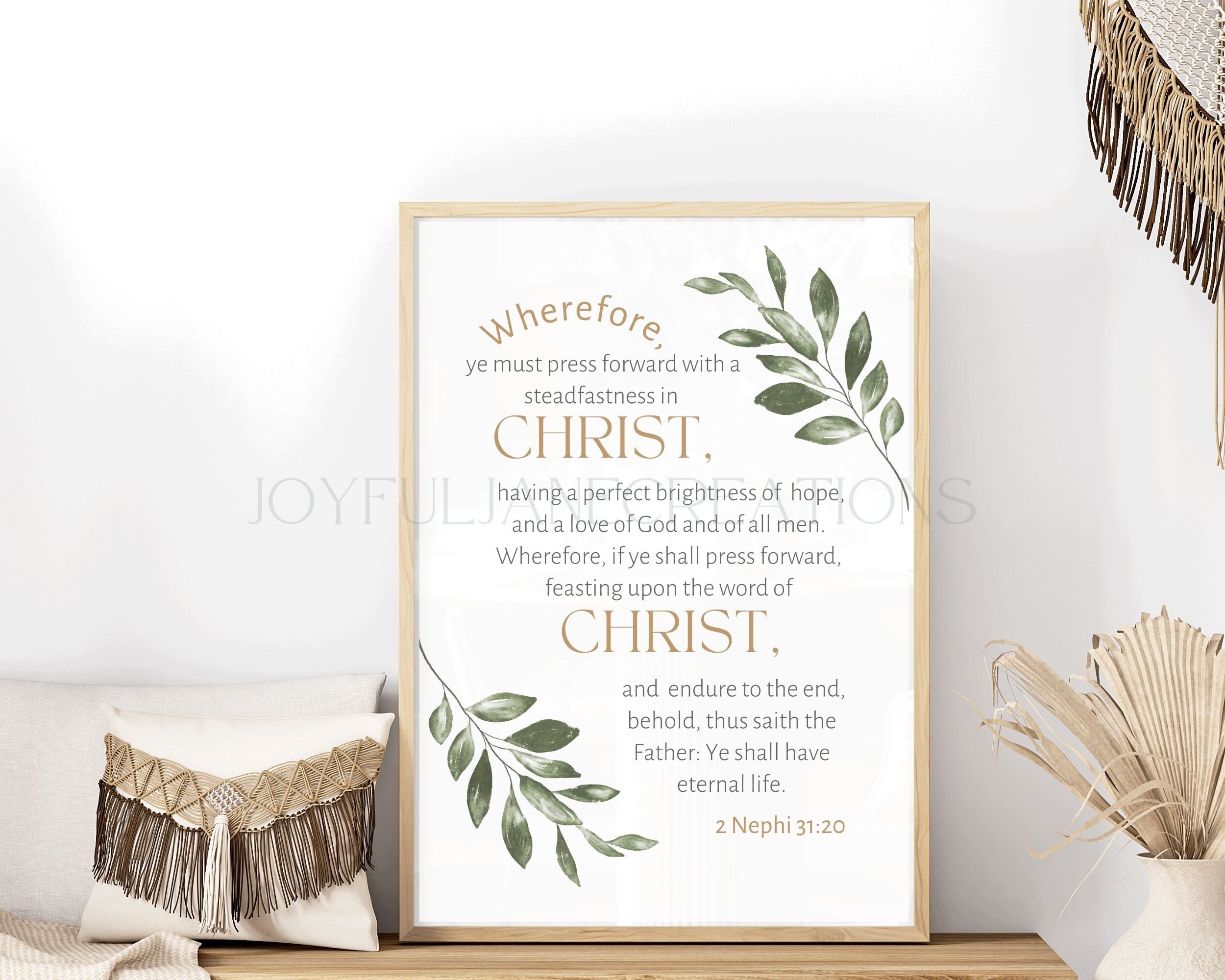 Nephi Scripture Book of Mormon Scripture Art 2 Nephi 31:20 Feasting Upon the Word of ...