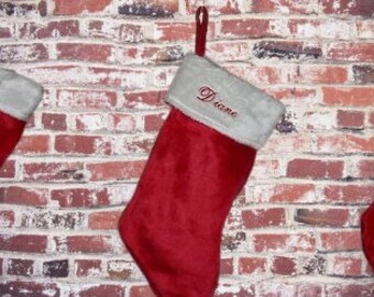 Personalized  Christmas Stocking Red Plush
