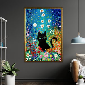 Cat Canvas Art Print, Wall Decor for Cat Lovers, Colorful Cat Painting, Kitty Lover Gift, Cat Home Decor
