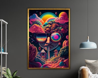 Surreal Art Canvas Print, Ready to Hang, Complex Abstract Wall Decor, Unique Artwork, Framed Canvas