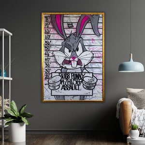 Bugs Bunny Art Canvas Graffiti Decoración de pared, Obras de arte caseras, Impresión de lienzo contemporáneo, Arte moderno de la pared