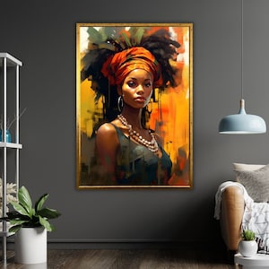 Ethnic Art Canvas Print, African Woman, Ready to Hang, Framed Wall Decor, Cultural Home Decor, Wall Art