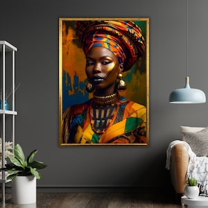 Ethnic Art Canvas Print, African Woman, Ready to Hang, Framed Wall Decor, Cultural Home Decor, Wall Art