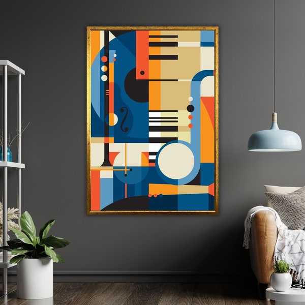 Abstract Music Art Canvas Print, Ready to Hang, Framed Wall Decor, Music Lover Gift