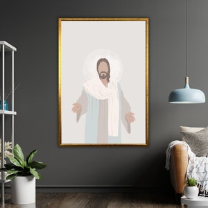 Jesus Wall Art Canvas Print, Religious Decor, Ready to Hang, Framed Christian Art, Holy Spirit Gift