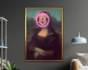 Mona Lisa Graffiti Canvas Art, Celebrity Wall Decor, Unique Artwork, Gift for Movie Lovers