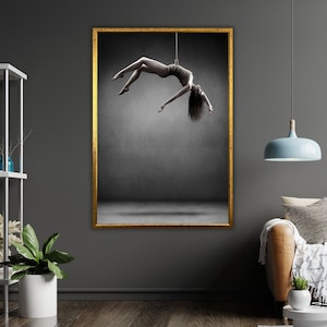Woman Hanging on Rope Art Canvas, Canvas Print, Ready to Hang, Framed Wall Decor, Contemporary Art, Modern Home Decor