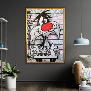 Sylvester Art Canvas Graffiti Wall Decor, Home Artwork, Hedendaagse Canvas Print, Moderne Muurkunst