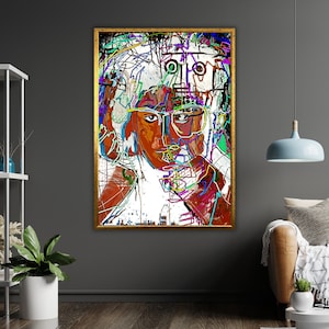 Stampa su tela pop art astratta, design complesso, pronta da appendere, decorazione da parete incorniciata