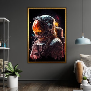 Astronaut Art Canvas, Space Wall Decor, Outer Space Art, Astronaut Gift, Space Lover Gift