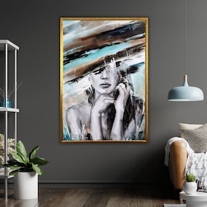 Schwarzer Bleistift Look Kunst Leinwand, Monochrome Bleistift Skizze Kunst, Minimalistisches Wanddekor, zeitgenössische Kunst, einzigartige Geschenkidee
