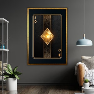 Diamond Art Playing Card Canvas, Diseño de tarjetas de bricolaje, Decoración de paredes, Proyecto de artesanía de arte, Regalo para amantes del póquer
