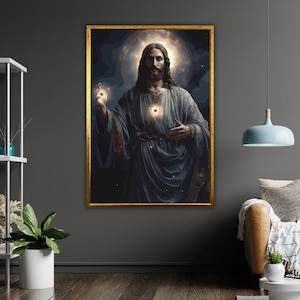 Ready to Hang Jesus Christ Art Canvas, Framed Christian Wall Decor, Religious Gift