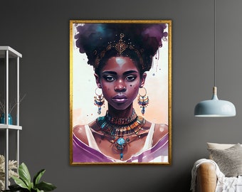 Woman Wearing Jewelry Art Canvas, Fashionable Wall Decor, Glamorous Wall Art, Statement Piece, Elegant Home Decor