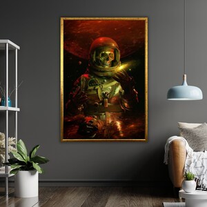 Death in Space Art Canvas, Space Wall Art, Astronaut Wall Decor, Galaxy Art Print