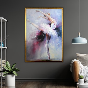 Ballerina Oil Painting on Canvas, Ballet Dancer Artwork, Dance Studio Wall Decor, Gift for Ballerina, Ballet Lover Gift