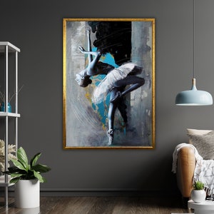 Ballet Oil Painting on Canvas, Ballet Dancer Artwork, Ready to Hang, Framed Ballerina Wall Art, Dance Studio Decoration
