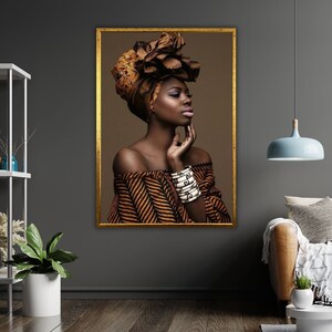 Woman with Brown Ribbon Art Canvas, Canvas Print, Ready to Hang, Framed Wall Art Piece, Gift for Her