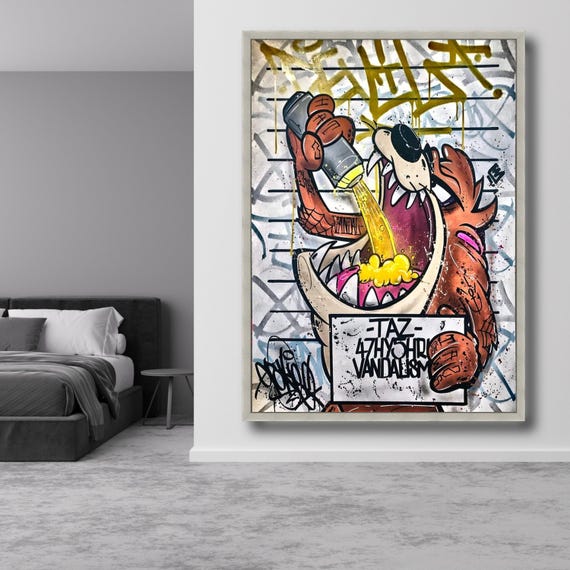 Taz-mania Art Canvas Graffiti Wall Decor, Home Artwork