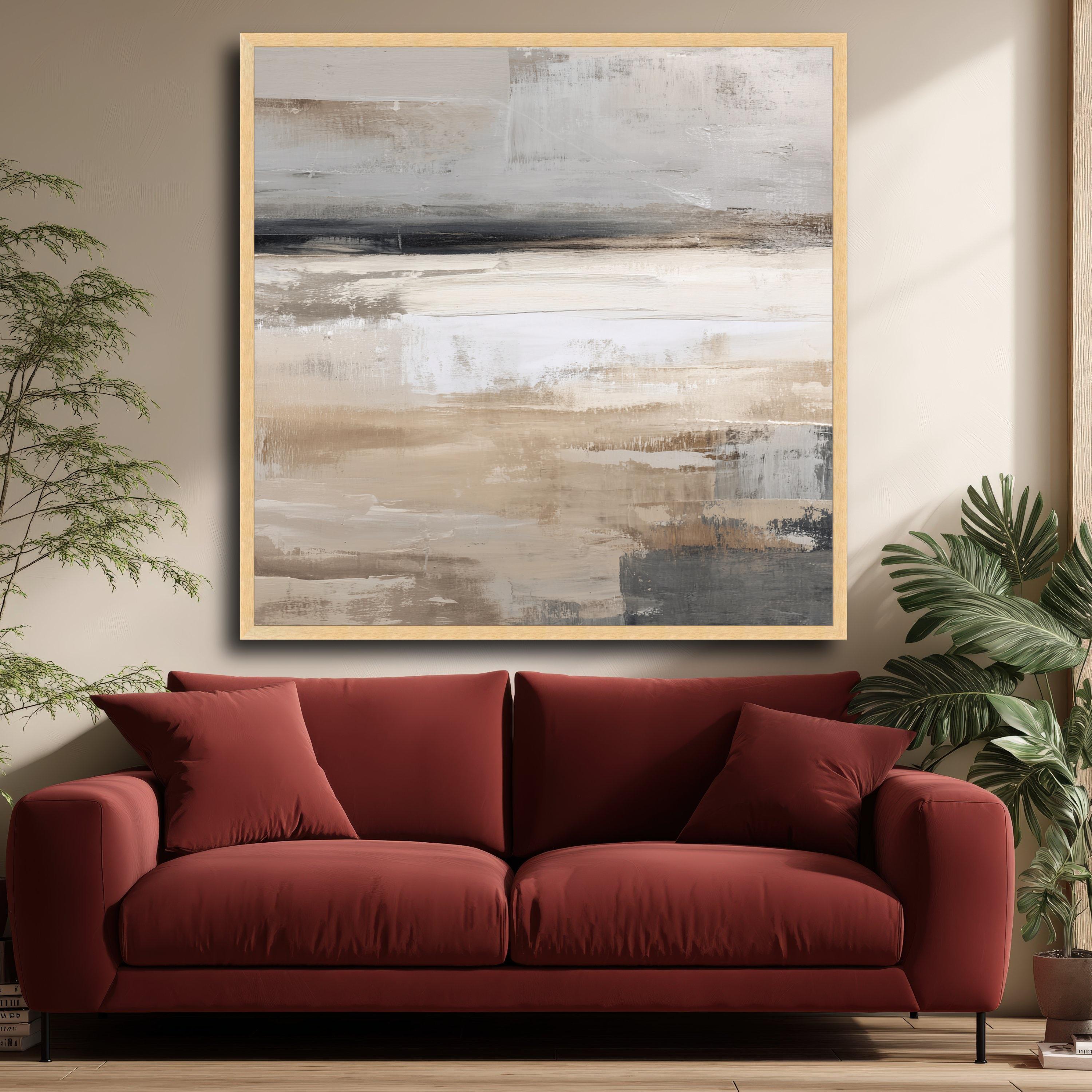 Neutral Tones Abstract Canvas, Modern Wall Art, Beige Gray Brushstroke ...