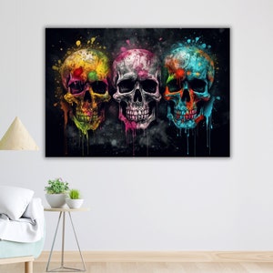 Graffiti Skulls Art Canvas Print, Ready to Hang, Framed Wall Decor, Street Art Poster