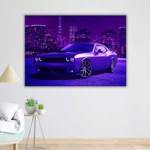 Dodge Challenger Retro Art Canvas Print, Ready to Hang, Framed Wall Decor, Muscle Car Art, Vintage Car Gift