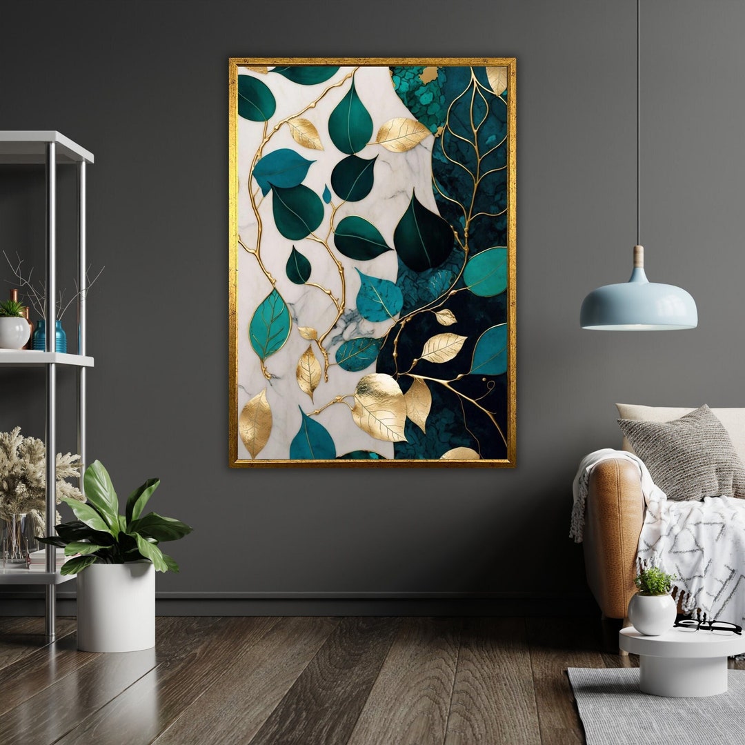 Wall Art 50cmx70cm Green Marble 2 Sets White Frame Canvas