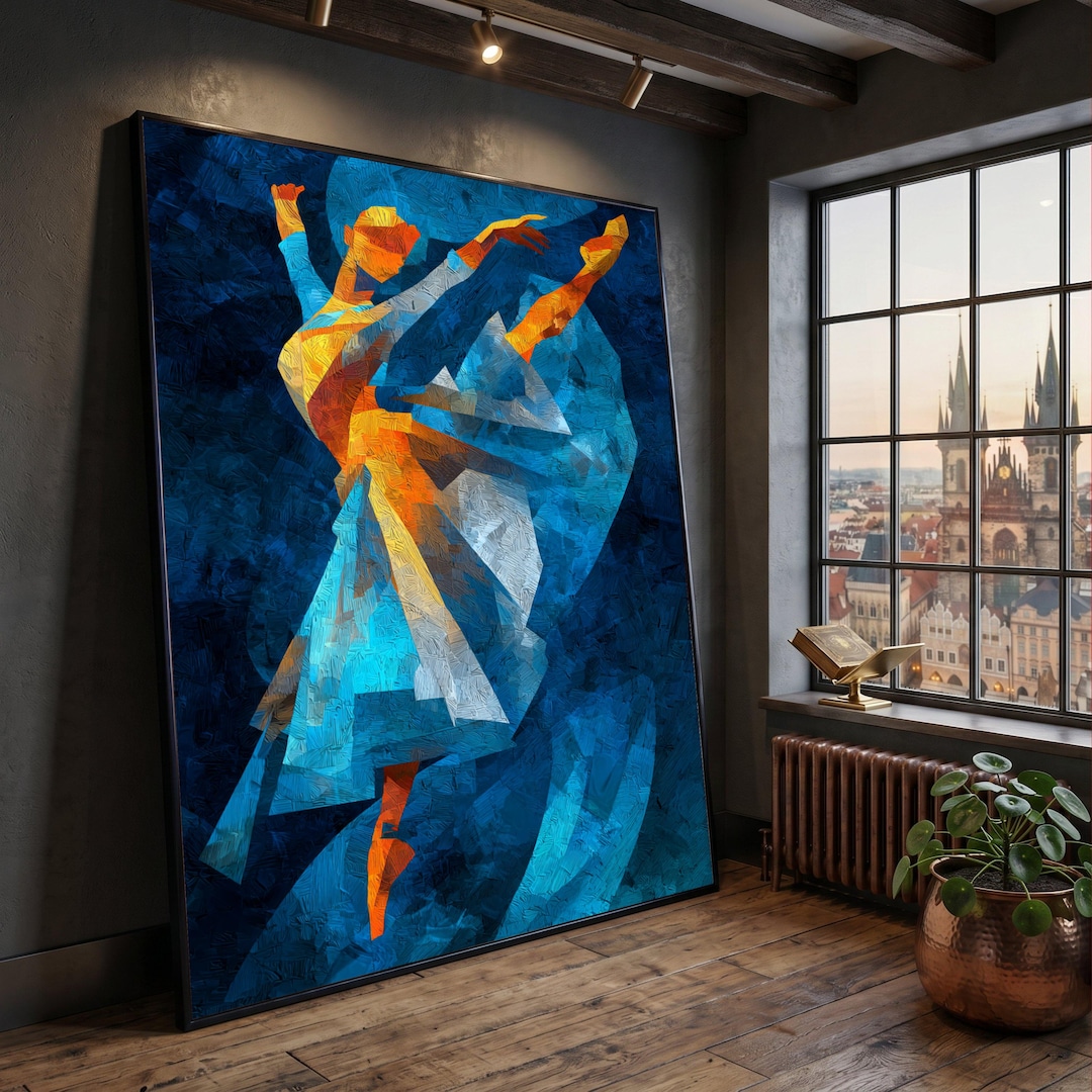Abstract Ballet Dancer Canvas, Modern Dance Art, Colorful Geometric ...