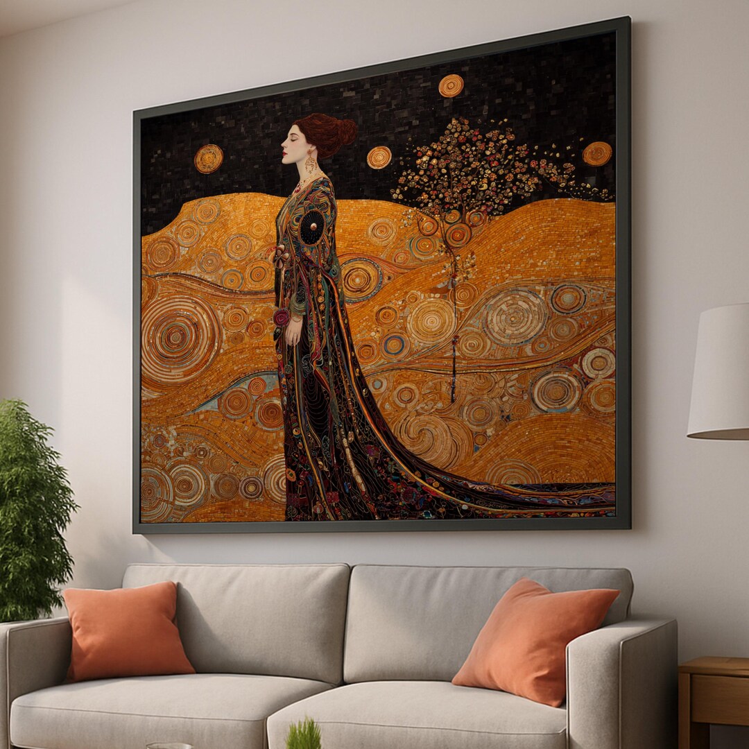 Gustav Klimt Elegant Woman in Ornate Dress Canvas, Gustav Klimt ...