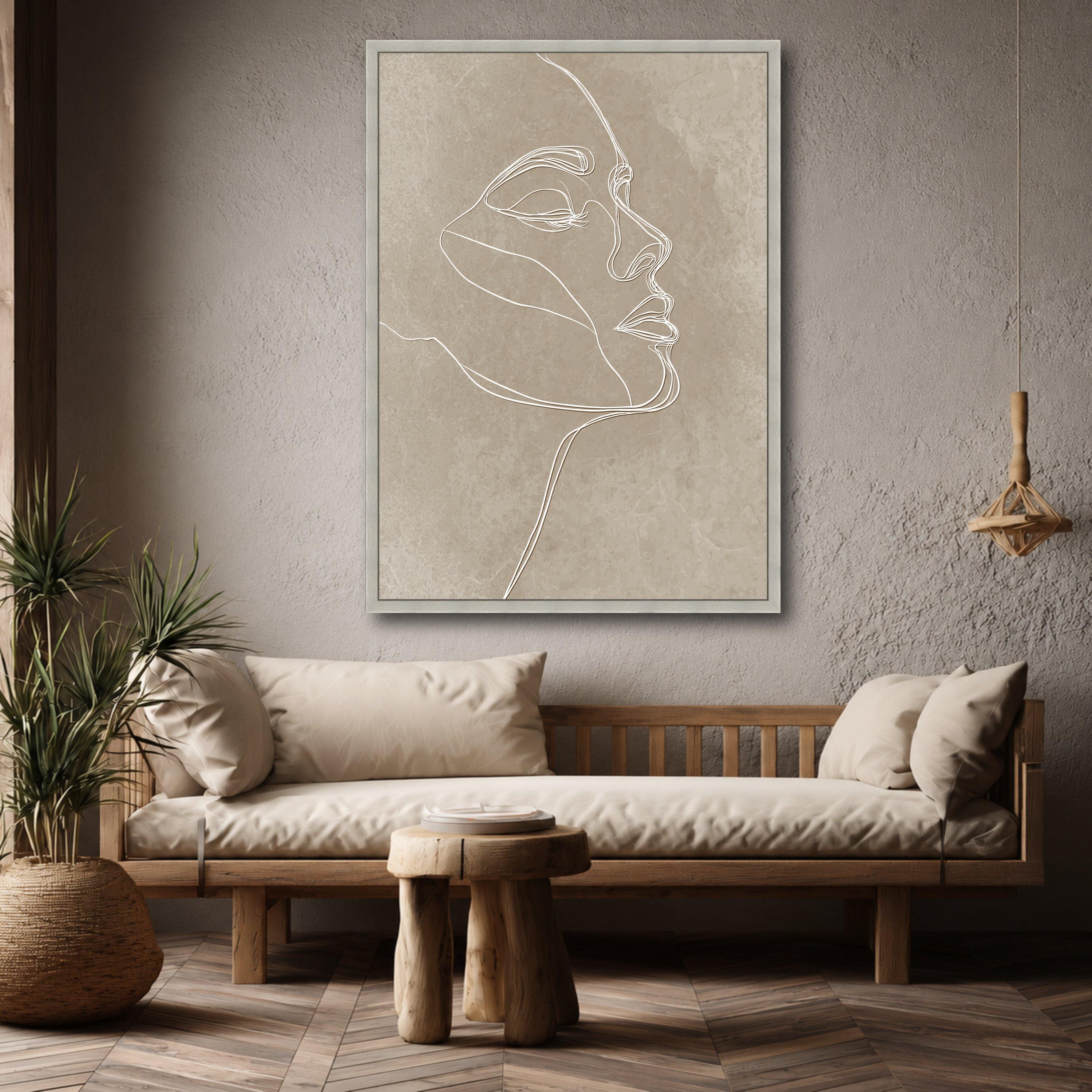Minimalist Line Art Face, Abstract Female Profile Canvas, Modern Wall ...