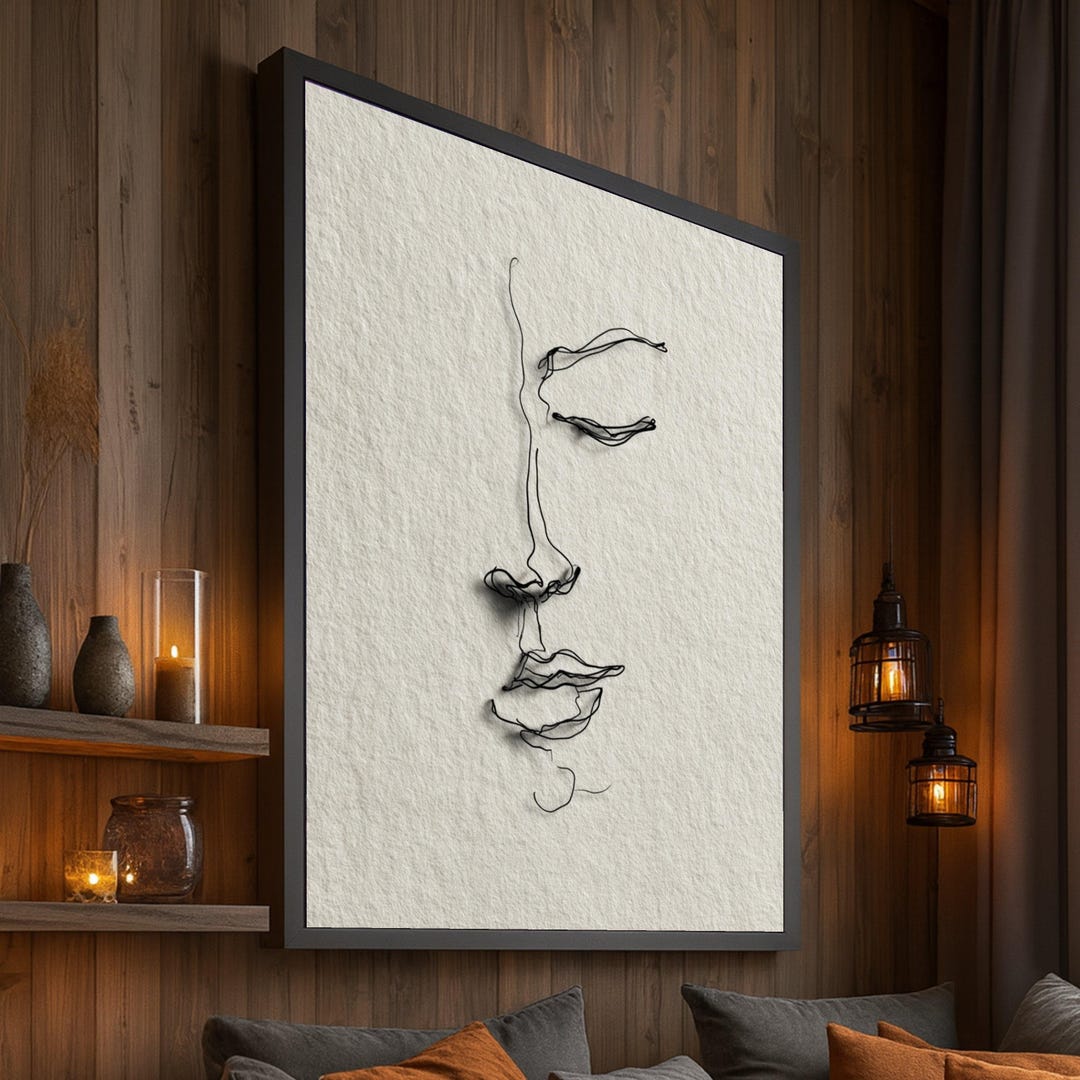Minimalist Line Art Face Canvas, Abstract Female Portrait Wall Art ...