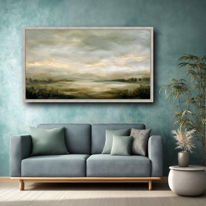 Misty Morning Landscape Canvas, Soft Nature Scene, Neutral Tones Wall ...