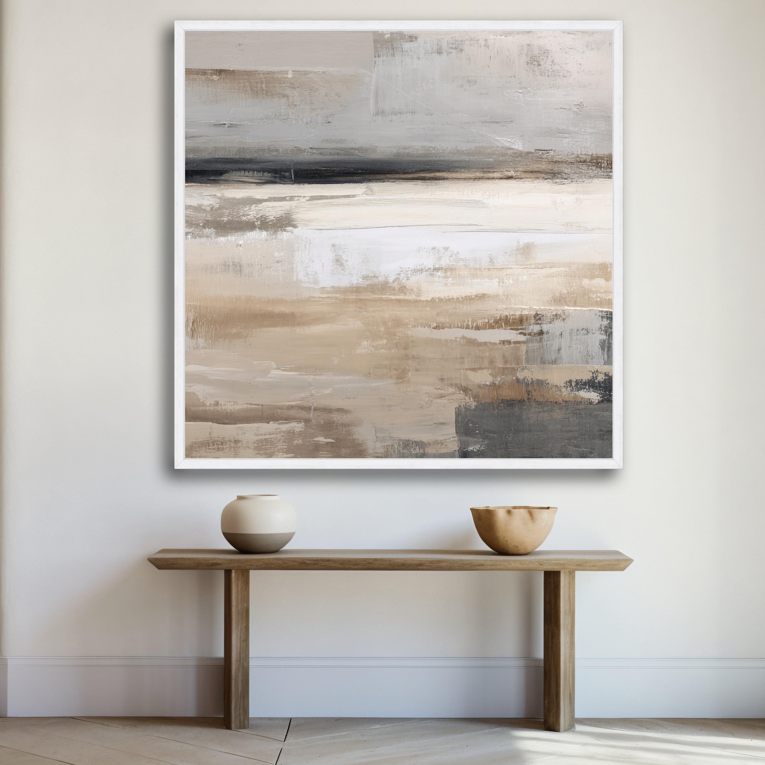 Neutral Tones Abstract Canvas, Modern Wall Art, Beige Gray Brushstroke ...