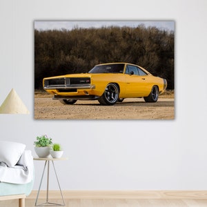Dodge Charger Captiv 1969 Art Canvas Print, listo para colgar, decoración de pared enmarcada