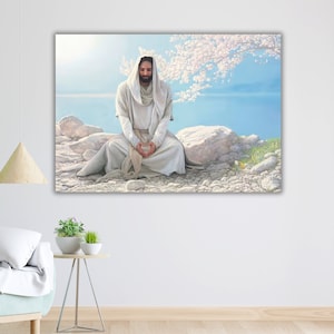 Stampa su tela artistica di Gesù, decorazione murale religiosa, pronta da appendere, tela incorniciata, arte cristiana