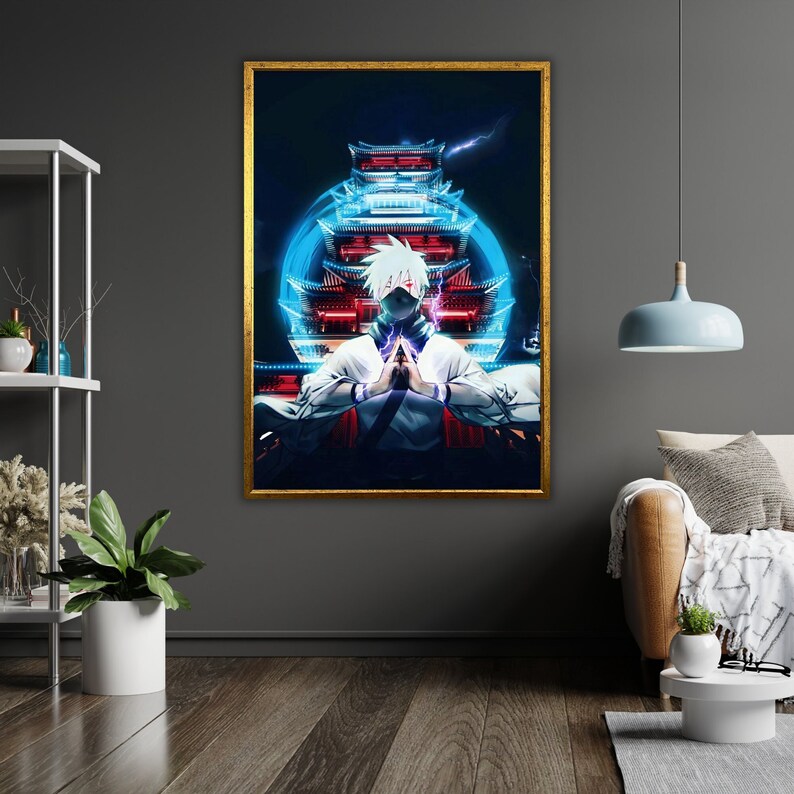 Kakashi Hatake Naruto Canvas Print Ready to Hang Framed Wall Etsy