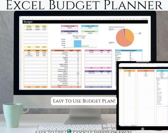 Google Tabellen Budgetplaner | Monatlicher Finanz-Tracker mit Diagrammen und automatischen Berechnungen | Farbige Budget-Tabellenvorlage