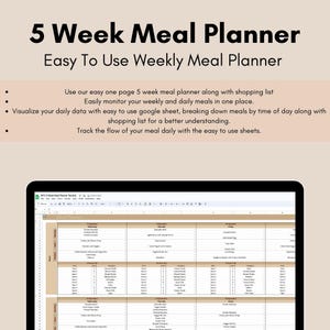 5-week Meal Planner Printable | Printable Weekly Meal Planning Sheet ...
