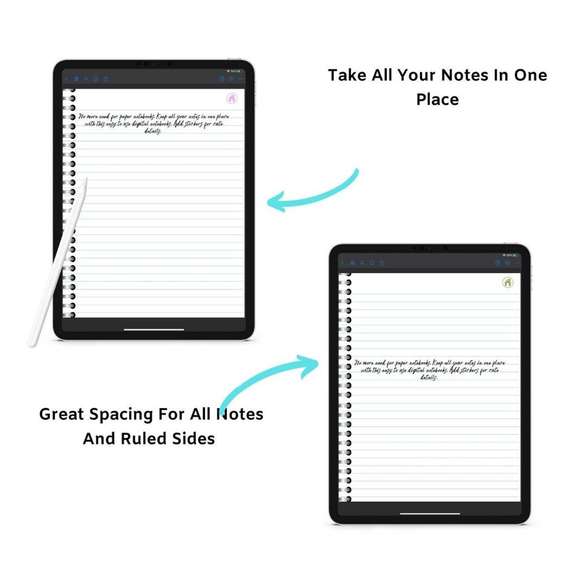 Teddy Bear Ruled Page Digital Notebook | Student Aesthetic (PDF) - Etsy