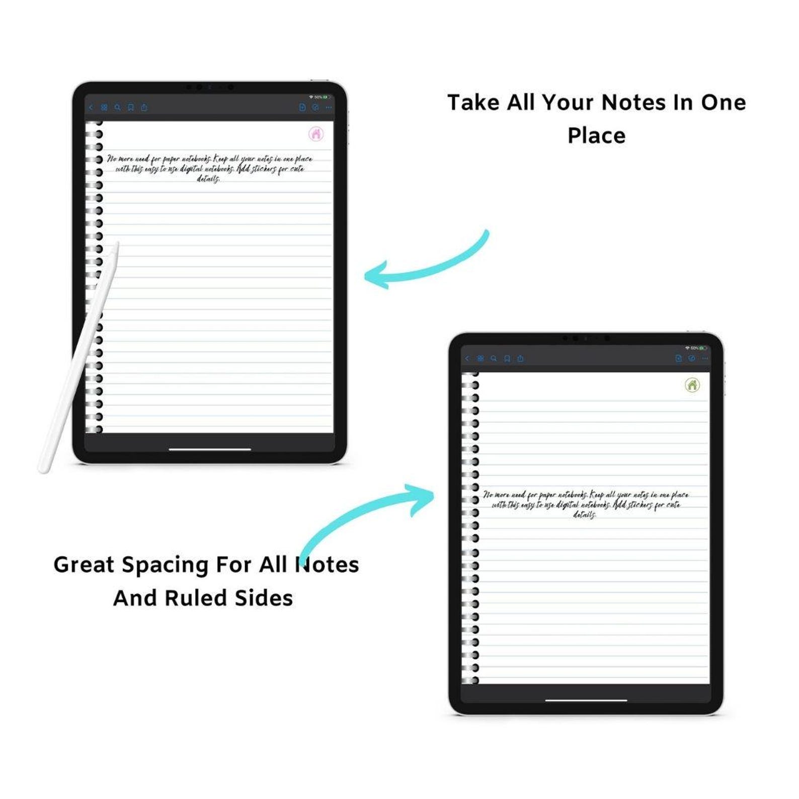 1 Subject Digital Notebook | Student Notebook | 100+ Pages | Ruled ...