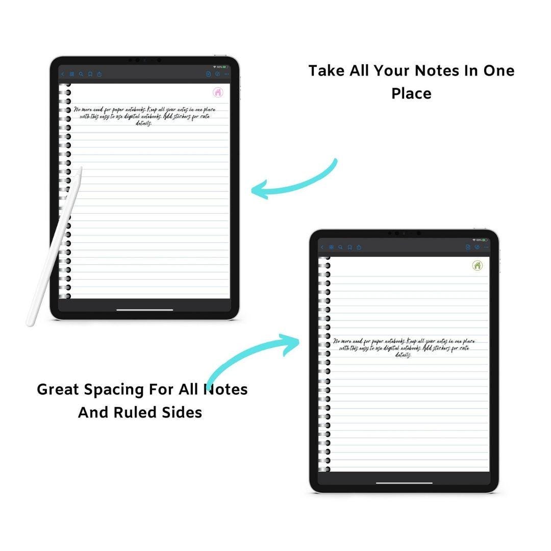 Digital Ruled Notebook 1 Subject Digital Notebook | Student Notebook | 100+ Pages | Ruled ...